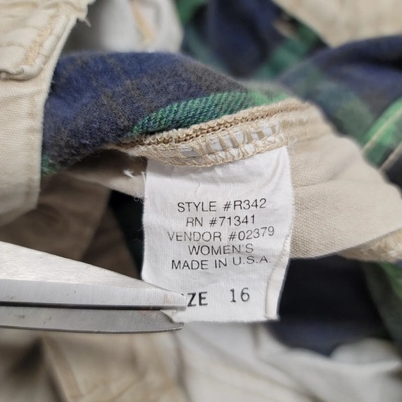 L.L.Bean Pants Womens 16 Tan Vintage Flannel Lined Pathfinder Straight Pockets - Picture 9 of 12